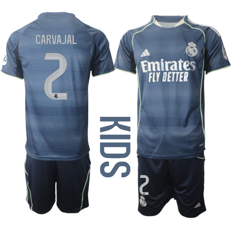 Youth 2025-2026 Club Real Madrid away Blue #2 Soccer Jersey->youth soccer jersey->Youth Jersey